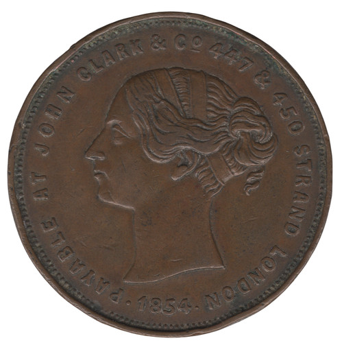 1854 penny advertising token - 1854,